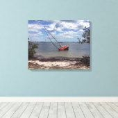 Sailboot Aground Canvas Afdruk (Insitu (Houten vloer))