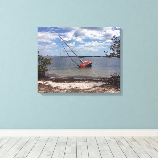 Sailboot Aground Canvas Afdruk (Insitu (Houten vloer))
