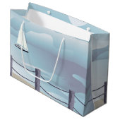 Sailboot Aqua Ocean Lg Gift Bag Large Cadeautasje (Voorkant Gekanteld)