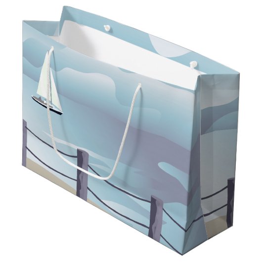 Sailboot Aqua Ocean Lg Gift Bag Large Cadeautasje (Voorkant Gekanteld)