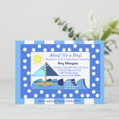Sailboot Baby Boy Shower Uitnodiging (Staand voorkant)