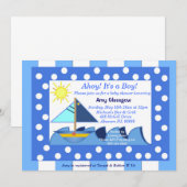 Sailboot Baby Boy Shower Uitnodiging (Voorkant / Achterkant)