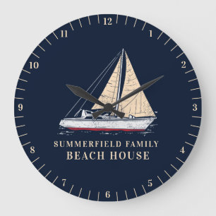 Sailboot Beach House Decor Nautical Family Grote Klok