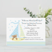 Sailboot Boy Baby shower Uitnodiging (Staand voorkant)