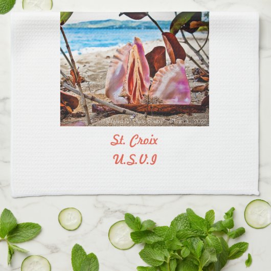 Sailboot Conch Shell Tea Towel Theedoek (Gevouwen)