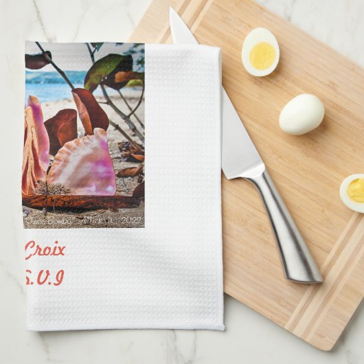 Sailboot Conch Shell Tea Towel Theedoek (Quarter Fold)