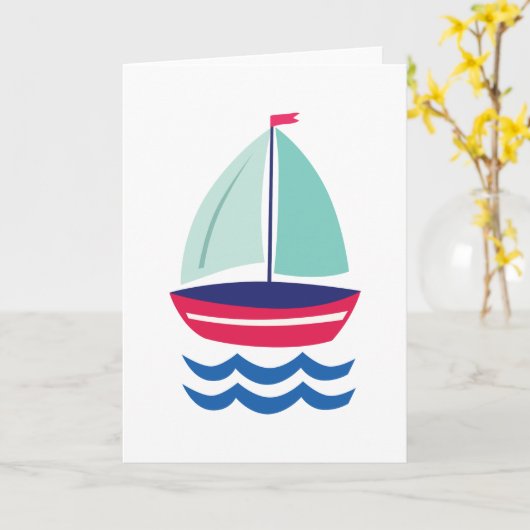 Sailboot Cute Card Kaart (Gele Bloem)