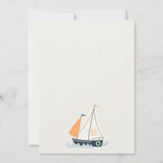 Sailboot Cute Nautical Sailboat Pastel Kids Birthd Bedankkaart (Achterkant)