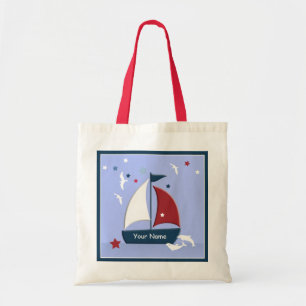 Sailboot Design Cute Nautical Go Bag Tote Bag