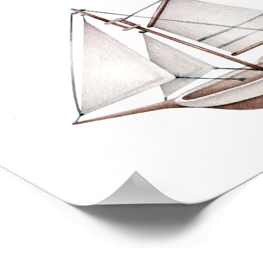 Sailboot Favor Table Sign in de Nautische Oceaan Poster (Hoek)