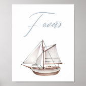 Sailboot Favor Table Sign in de Nautische Oceaan Poster (Voorkant)