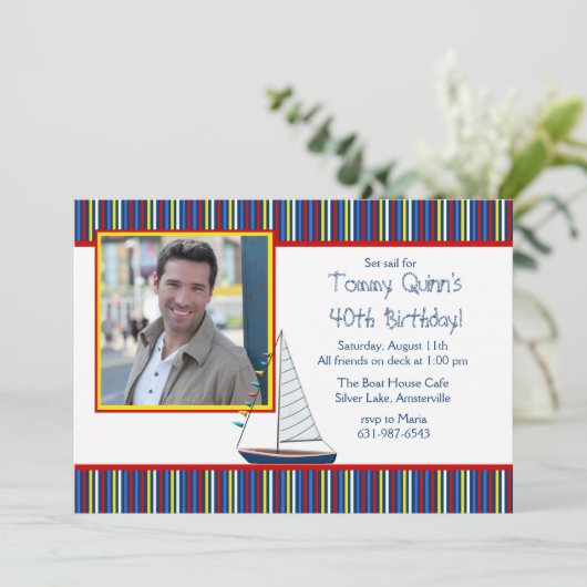 Sailboot Fotouitnodiging Kaart (Staand voorkant)