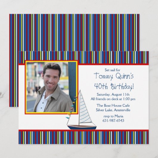 Sailboot Fotouitnodiging Kaart (Voorkant / Achterkant)