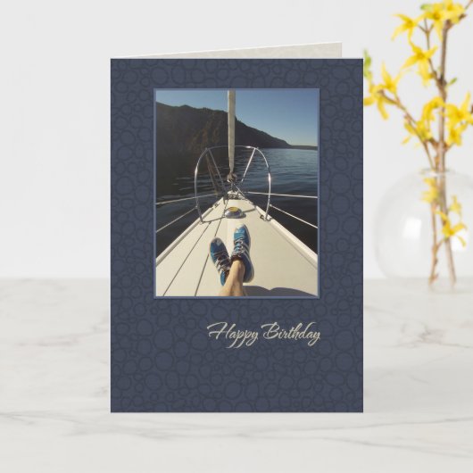 Sailboot Happy Birthday Kaart (Gele Bloem)