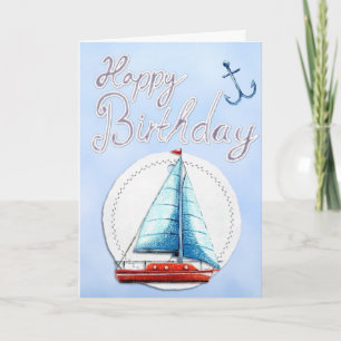 Sailboot Happy Birthday Kaart