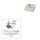 Sailboot Harbour Familienaam Return Adres Rubberstempel (Gestempeld)