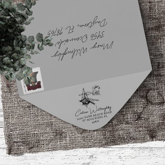 Sailboot Harbour Familienaam Return Adres Rubberstempel