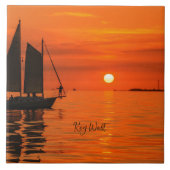 Sailboot, Key West, Florida op Sunset, Tegeltje (Voorkant)