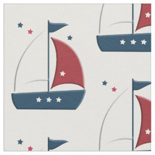 Sailboot Little Sailor Nautical Fabric Stof
