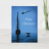Sailboot Merry Kerstmis met walvis en kerstman Kaart (Voorkant)