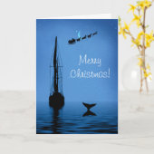 Sailboot Merry Kerstmis met walvis en kerstman Kaart (Gele Bloem)
