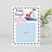 Sailboot Nautical Baby shower Bingo Game Kaart (Staand voorkant)