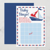 Sailboot Nautical Baby shower Bingo Game Kaart (Voorkant / Achterkant)