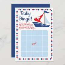 Sailboot Nautical Baby shower Bingo Game