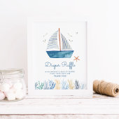 Sailboot Nautical Baby shower Diaper Raffle Sign Poster