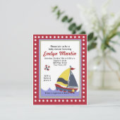 Sailboot Nautical Baby Shower Invitaties Kaart (Staand voorkant)