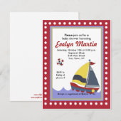 Sailboot Nautical Baby Shower Invitaties Kaart (Voorkant / Achterkant)