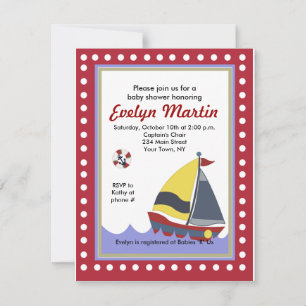 Sailboot Nautical Baby Shower Invitaties Kaart