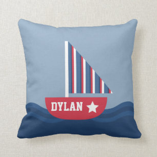 Sailboot Nautical for Kids Room Kussen