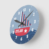 Sailboot Nautical for Kids Room Ronde Klok (Hoek)
