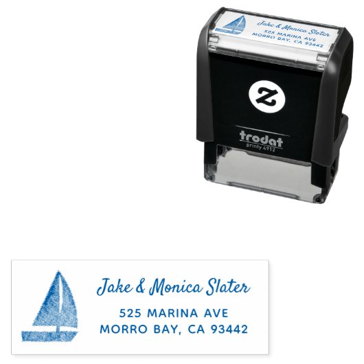Sailboot Nautical Sailing Theme Return Address Zelfinktende Stempel (In situ)