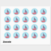 Sailboot Nautical voor kleine zeelieden Ronde Sticker (Vel)
