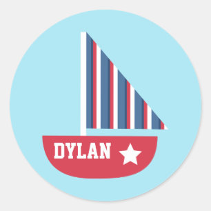 Sailboot Nautical voor kleine zeelieden Ronde Sticker