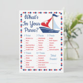 Sailboot Nautical What's in Your Purse Shower Game (Staand voorkant)