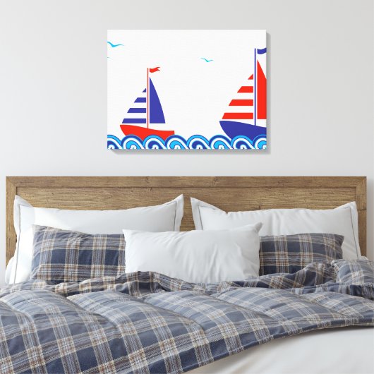 Sailboot Pair Canvas Afdruk (Insitu (Slaapkamer))