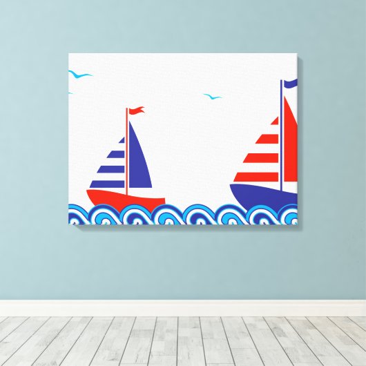 Sailboot Pair Canvas Afdruk (Insitu (Houten vloer))