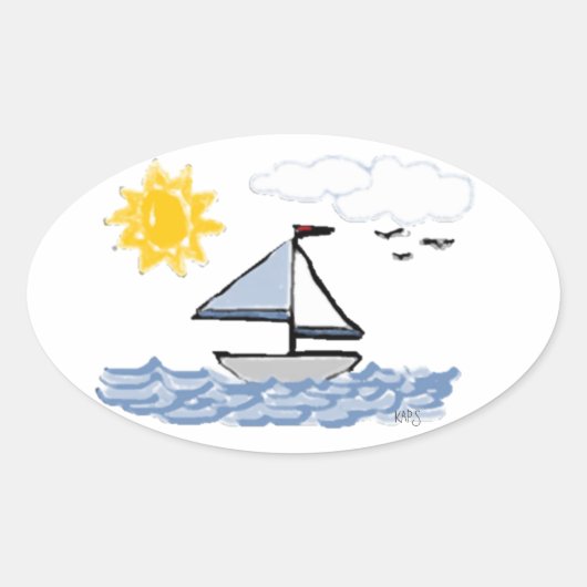 Sailboot PB Ovale Sticker (Voorkant)