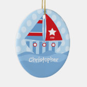 Sailboot Personalized Boy Kerstmis Ornament (Rechts)