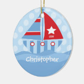 Sailboot Personalized Boy Kerstmis Ornament (Links)