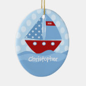 Sailboot Personalized Boy Kerstmis Ornament (Rechts)