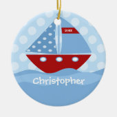 Sailboot Personalized Boy Kerstmis Ornament (Voorkant)