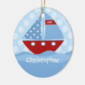 Sailboot Personalized Boy Kerstmis Ornament (Links)