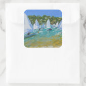 Sailboot Race Vierkante Sticker (Tas)