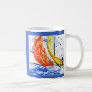 Sailboot Racing Travel Mug Originele Kunst Koffiemok