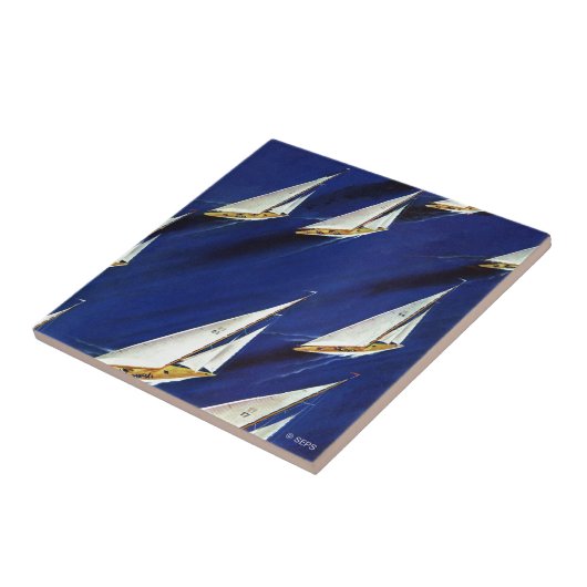 Sailboot Regatta van Ski Weld Tegeltje (Zijkant)