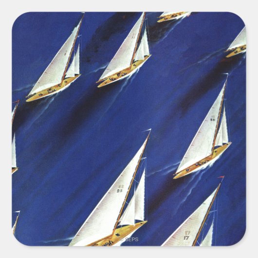 Sailboot Regatta van Ski Weld Vierkante Sticker (Voorkant)